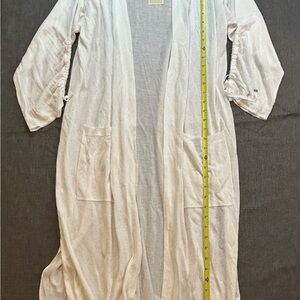 Michael Kors Cream Open-Front Duster Robe with Pockets